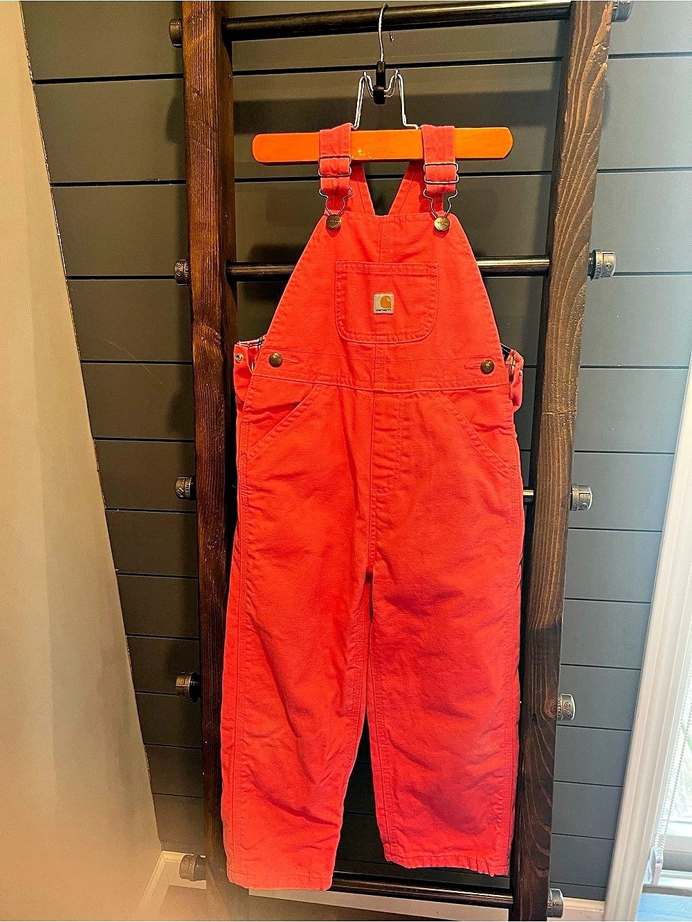 Carhartt Girls Flannel Lined Canvas Overalls Pink 4T